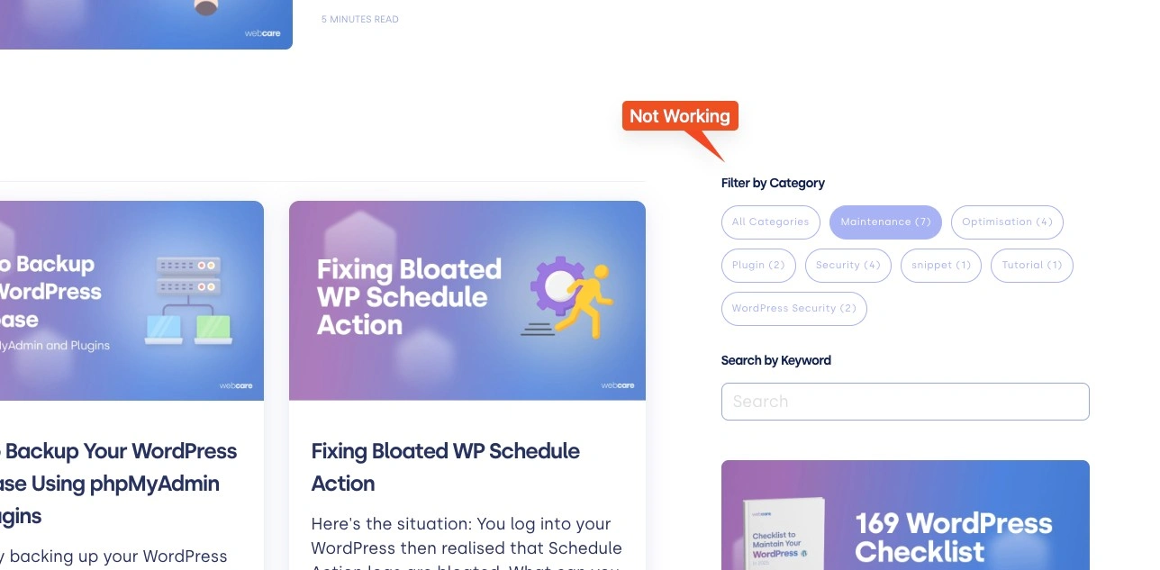 filter bricks not working