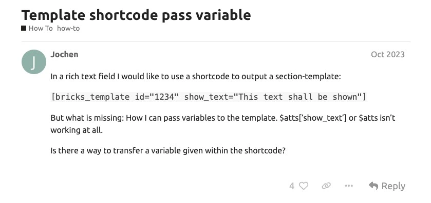 pass variable to bricks question